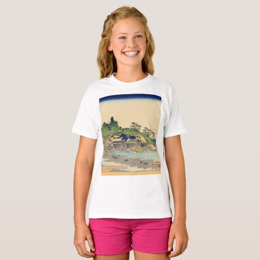 Katsushika Hokusai Enoshima in de provincie Sagami T-shirt (Voorkant volledig)
