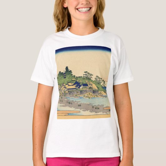 Katsushika Hokusai Enoshima in de provincie Sagami T-shirt (Voorkant)