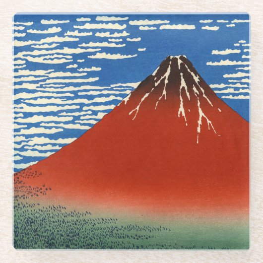 Katsushika Hokusai - Fine Wind, Clear Morning Glazen Onderzetter (Voorkant)