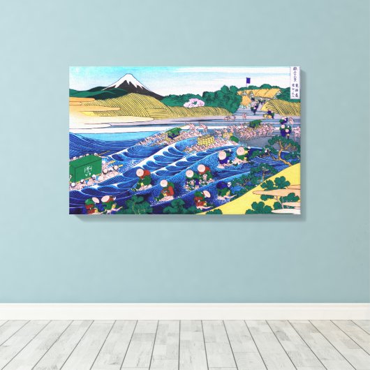 Katsushika Hokusai - Fuji van Kanaya op Tokaido Canvas Afdruk (Insitu (Houten vloer))
