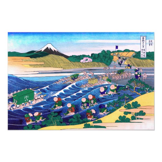 Katsushika Hokusai - Fuji van Kanaya op Tokaido Foto Afdruk (Voorkant)