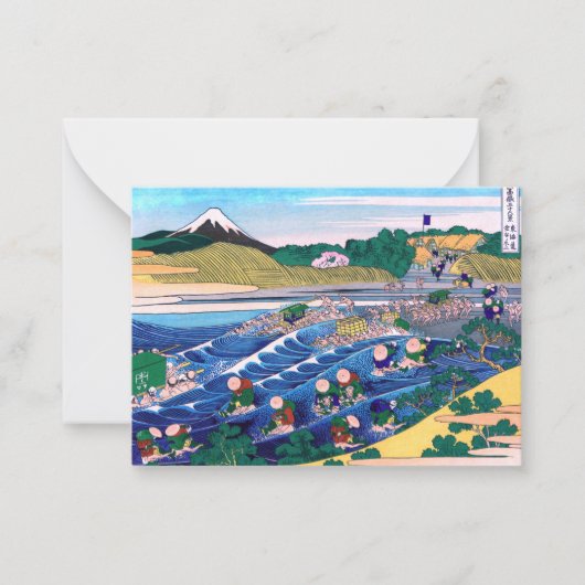 Katsushika Hokusai - Fuji van Kanaya op Tokaido Notitiekaartje (Voorkant)