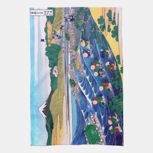 Katsushika Hokusai - Fuji van Kanaya op Tokaido Theedoek (Verticaal)