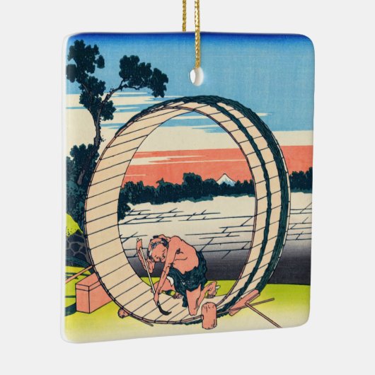 Katsushika Hokusai - Fujimigahara, provincie Owari Keramisch Ornament (Rechts)