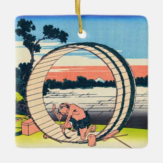 Katsushika Hokusai - Fujimigahara, provincie Owari Keramisch Ornament (Voorkant)