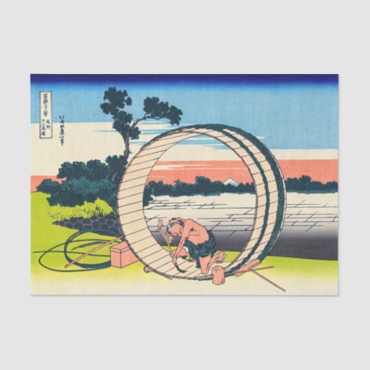 Katsushika Hokusai - Fujimigahara, provincie Owari Tissuepapier (Voorkant)