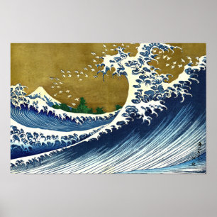 Katsushika Hokusai - Gekleurde Grote Golf Poster