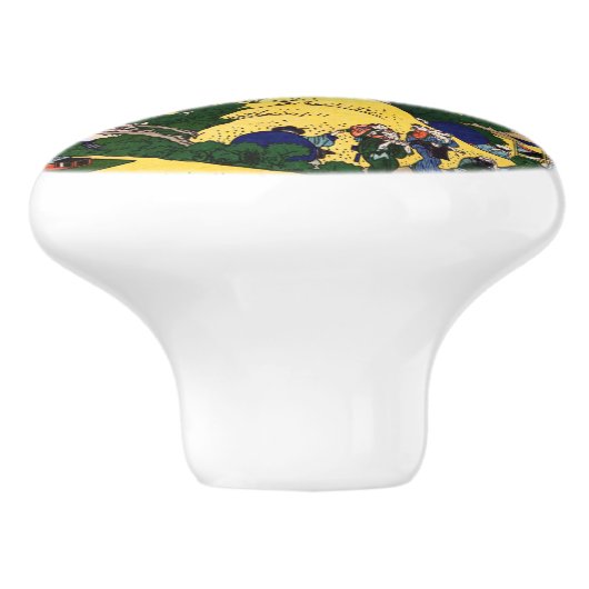 Katsushika Hokusai - Gotenyama, Tokaido, Shinagawa Keramische Knop (Zijkant)