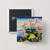 Katsushika Hokusai - Gotenyama, Tokaido, Shinagawa Vierkante Button 5,1 Cm (Voorkant /achterkant)