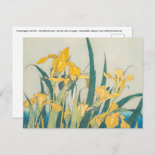 Katsushika Hokusai - Grasshopper en Iris Briefkaart