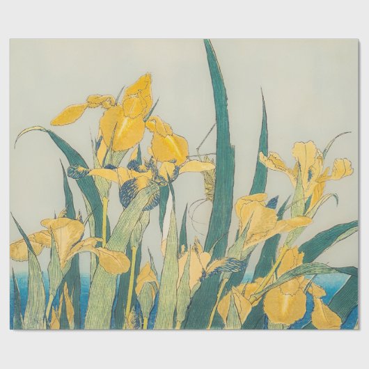 Katsushika Hokusai - Grasshopper en Iris Cadeaupapier (Vlak)
