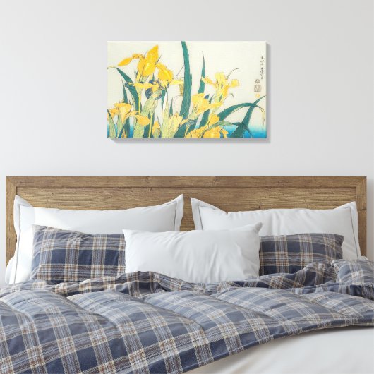 Katsushika Hokusai - Grasshopper en Iris Canvas Afdruk (Insitu (Slaapkamer))