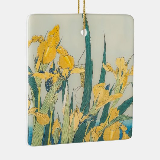 Katsushika Hokusai - Grasshopper en Iris Keramisch Ornament (Rechts)