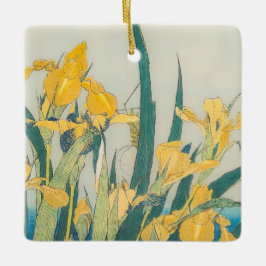 Katsushika Hokusai - Grasshopper en Iris Keramisch Ornament