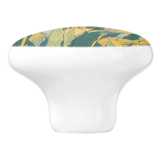 Katsushika Hokusai - Grasshopper en Iris Keramische Knop (Zijkant)