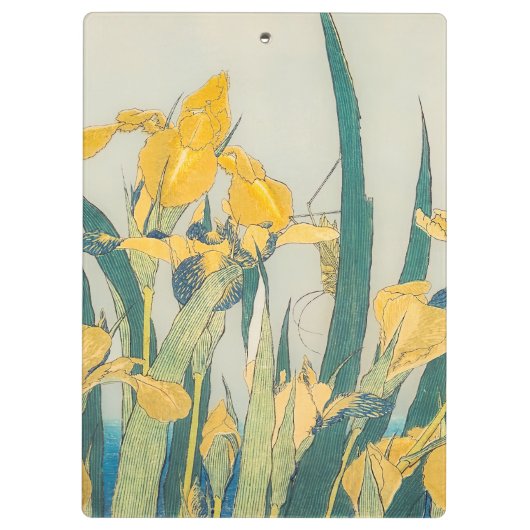 Katsushika Hokusai - Grasshopper en Iris Klembord (Achterkant)