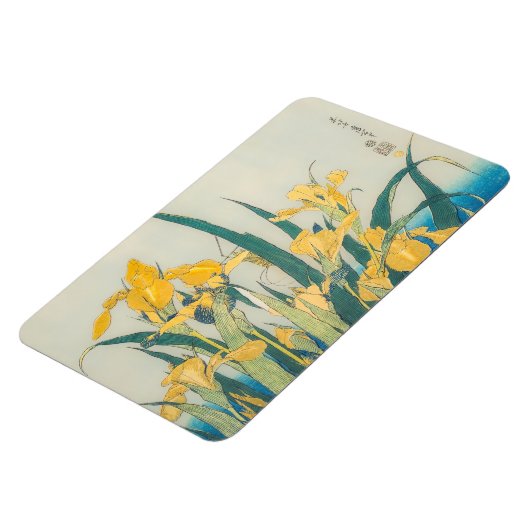 Katsushika Hokusai - Grasshopper en Iris Magneet (Linkerzijde)