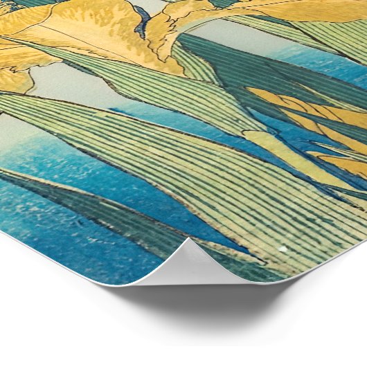 Katsushika Hokusai - Grasshopper en Iris Poster (Hoek)