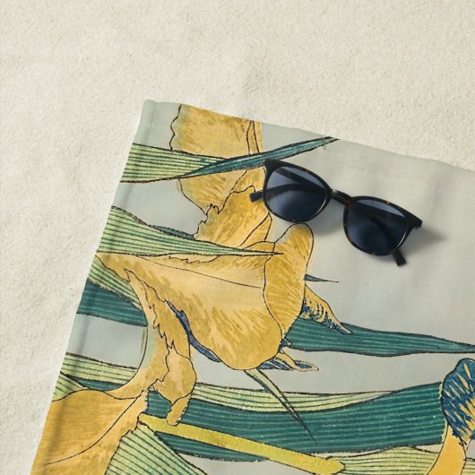 Katsushika Hokusai - Grasshopper en Iris Strandlaken (In situ)