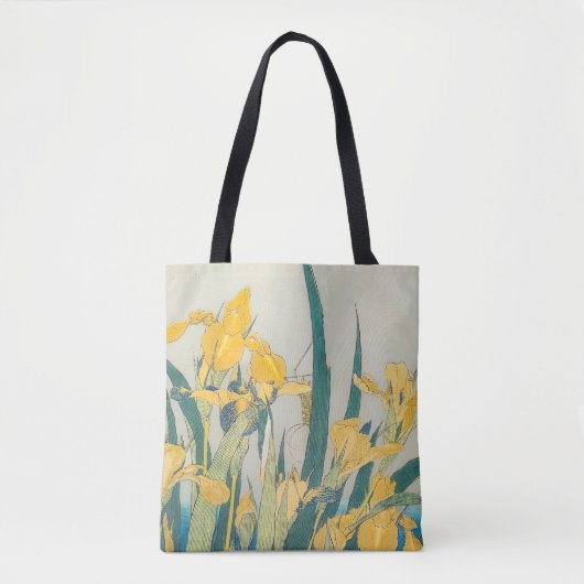 Katsushika Hokusai - Grasshopper en Iris Tote Bag (Voorkant)