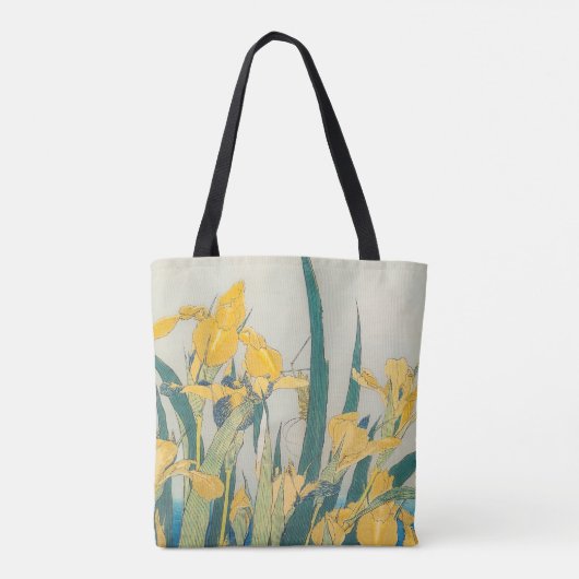 Katsushika Hokusai - Grasshopper en Iris Tote Bag (Achterkant)