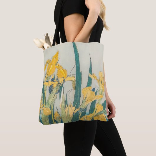 Katsushika Hokusai - Grasshopper en Iris Tote Bag (Dichtbij)