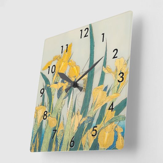 Katsushika Hokusai - Grasshopper en Iris Vierkante Klok (Hoek)