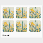 Katsushika Hokusai - Grasshopper en Iris Vierkante Sticker (Vel)