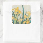 Katsushika Hokusai - Grasshopper en Iris Vierkante Sticker (Tas)