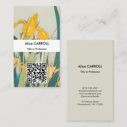 Katsushika Hokusai - Grasshopper en Iris Visitekaartje (Voorkant / Achterkant)