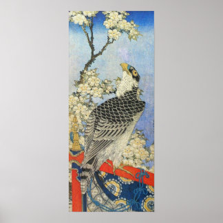 Katsushika Hokusai Hawk en Cherry Blossom Poster