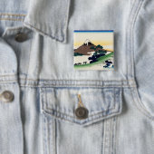 Katsushika Hokusai - Inume pass, provincie Kai Vierkante Button 5,1 Cm (In situ)
