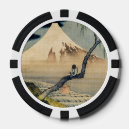 Katsushika Hokusai - Jongen bekijkt Mount Fuji Poker Chips