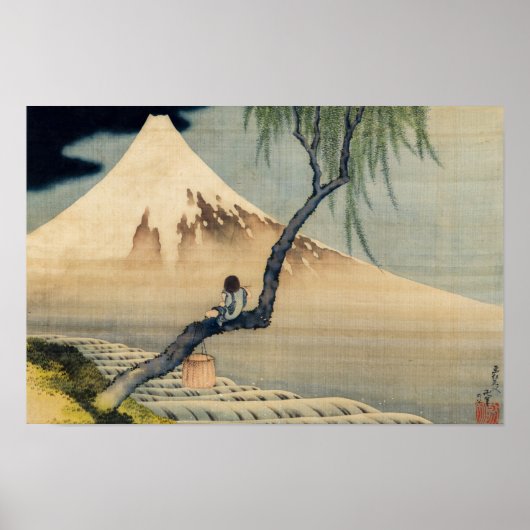 Katsushika Hokusai - Jongen die naar de Fuji kijkt Poster (Voorkant)