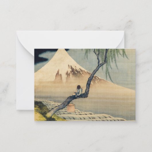 Katsushika Hokusai - Jongen die naar de Mount Fuji Notitiekaartje (Voorkant)