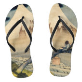 Katsushika Hokusai - Jongen die naar de Mount Fuji Teenslippers (Voetbed)