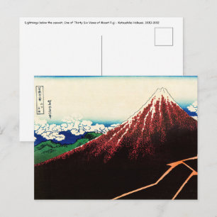 Katsushika Hokusai - Lichtjes onder de top Briefkaart