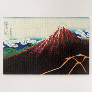 Katsushika Hokusai - Lichtjes onder de top Legpuzzel