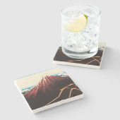 Katsushika Hokusai - Lichtjes onder de top Stenen Onderzetter (Zijkant)