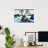 Katsushika Hokusai - Meer Suwa in de provincie Shi Poster (Thuiskantoor)