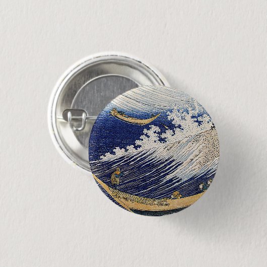 Katsushika Hokusai. Oceaangolven Ronde Button 3,2 Cm (Voorkant /achterkant)
