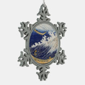 Katsushika Hokusai. Oceaangolven Tin Sneeuwvlok Ornament (Links)