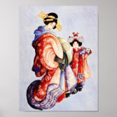 Katsushika Hokusai--Oiran and Kamuro Poster (Voorkant)