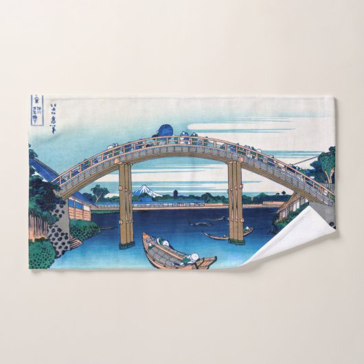 Katsushika Hokusai - onder Mannen Bridge, Fukagawa Bad Handdoek (Handdoek)