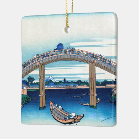 Katsushika Hokusai - onder Mannen Bridge, Fukagawa Keramisch Ornament (Links)