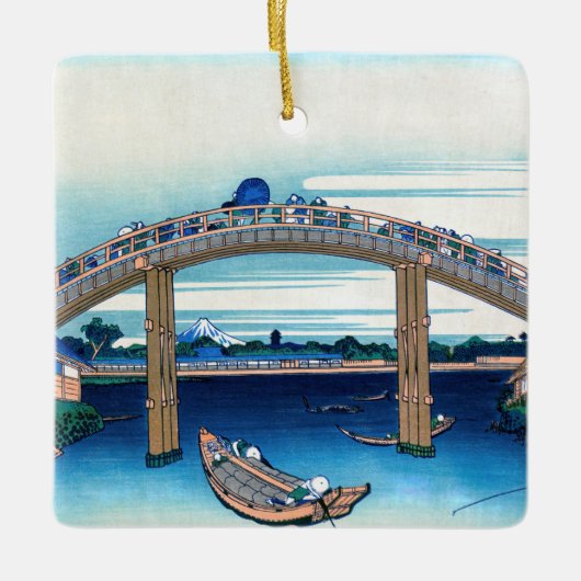 Katsushika Hokusai - onder Mannen Bridge, Fukagawa Keramisch Ornament (Voorkant)