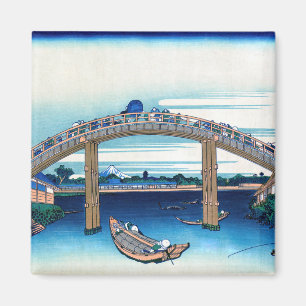 Katsushika Hokusai - onder Mannen Bridge, Fukagawa Magneet