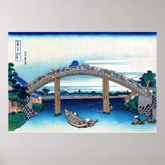 Katsushika Hokusai - onder Mannen Bridge, Fukagawa Poster (Voorkant)