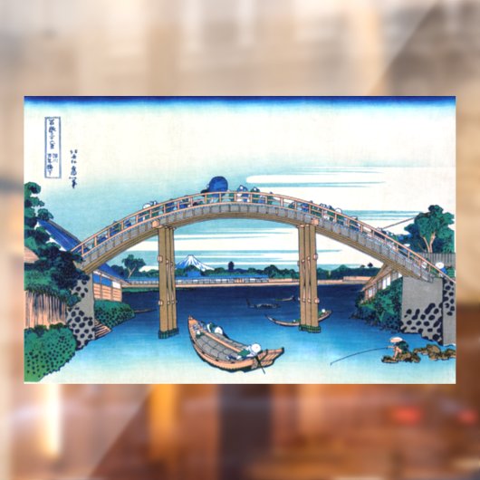 Katsushika Hokusai - onder Mannen Bridge, Fukagawa Raamsticker (Vel 2)