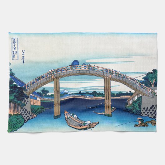 Katsushika Hokusai - onder Mannen Bridge, Fukagawa Theedoek (Horizontaal)